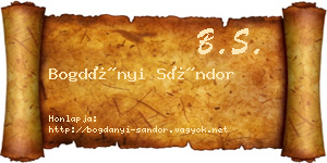 Bogdányi Sándor névjegykártya