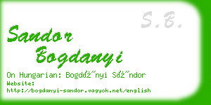 sandor bogdanyi business card